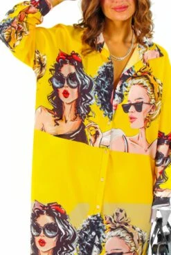 Say It To My Face - Yellow Face Motif Midi Shirt Dress 11 Say It To My Face - Yellow Face Motif Midi Shirt Dress -Fashion Clothing Store SayItToMyFace YellowFaceMotifMidiShirtDress 6