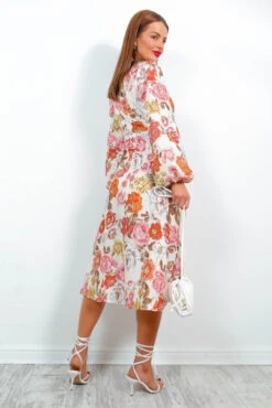 Season Of Love - Cream Multi Floral Midi Dress -Fashion Clothing Store SeasonOfLove CreamMultiFloralMidiDress3