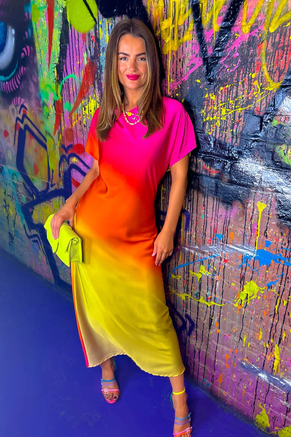 See You At Sunset - Pink Orange Ombre Midi Dress 1 See You At Sunset - Pink Orange Ombre Midi Dress