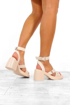 See Ya Later Gladiator - Cream Block Heel Platform Sandals -Fashion Clothing Store SeeYaLaterGladiator CreamBlockHeelPlatformSandals 4