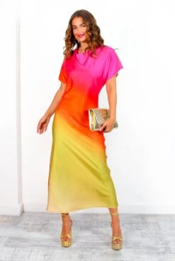 See You At Sunset - Pink Orange Ombre Midi Dress 10 See You At Sunset - Pink Orange Ombre Midi Dress -Fashion Clothing Store SeeYouAtSunset PinkOrangeOmbreMidiDress 3