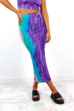 She My Bestie - Glitter Lurex Purple Multi Top & Midi Skirt Co-Ord -Fashion Clothing Store SheMyBestie GlitterLurexPurpleMultiTop MidiSkirtCo Ord 7