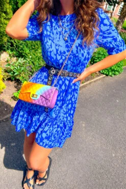 Shes Perfect - Cobalt Leopard Print Mini Dress