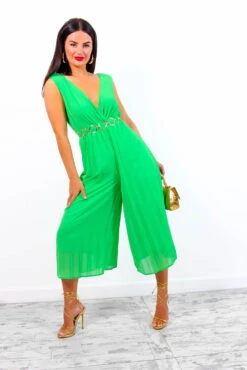 Shes A Classic - Green Pleated Jumpsuit -Fashion Clothing Store She sAClassic GreenPleatedJumpsuit1