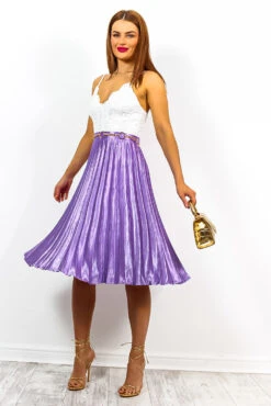 Shes A Runaway - Lilac Shimmer Pleated Midi Skirt -Fashion Clothing Store She sARunaway LilacShimmerPleatedMidiSkirt2 8d9d0076 b8e4 4b82 b630 8701252a95a8