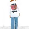 Shes A Wild Thing - White Leopard Graphic Print Cropped Shirt