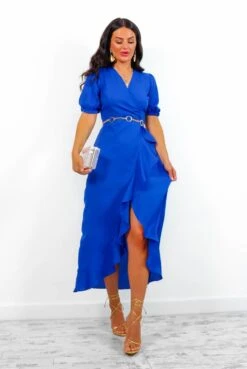 Shes Cute - Cobalt Frilled Midi Dress -Fashion Clothing Store She sCute CobaltFrilledMidiDress1