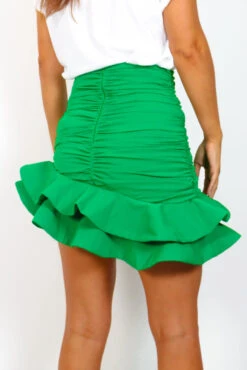 Shes Frilling - Green Ruched Ruffle Mini Skirt 13 Shes Frilling - Green Ruched Ruffle Mini Skirt -Fashion Clothing Store She sFrilling GreenRuchedRuffleMiniSkirt 2