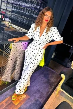 She's Got Ambitions - Cream Black Polka Dot Trouser Co-Ord -Fashion Clothing Store She sGotAmbitions CreamBlackPolkaDotTrouserCo Ord 2