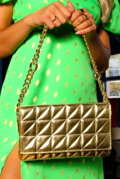 She's Got Baggage - Gold Quilted Shoulder Bag