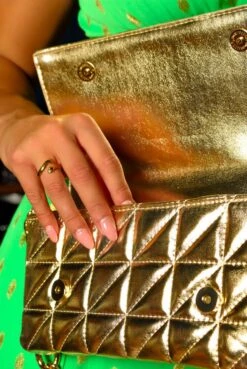 She's Got Baggage - Gold Quilted Shoulder Bag -Fashion Clothing Store She sGotBaggage GoldQuiltedCrossbodyBag5