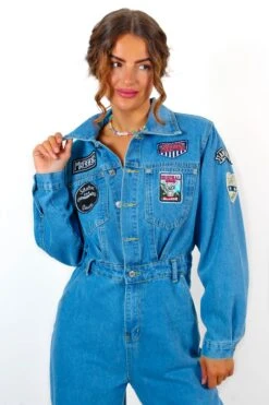 Shes Hard Work - Blue Wide Leg Denim Jumpsuit -Fashion Clothing Store She sHardWork BlueWideLegDenimJumpsuit 4