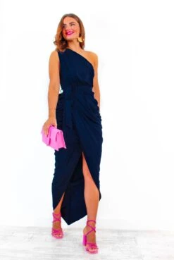 Shes Irreplaceable - Navy Ruched One Shoulder Maxi Dress -Fashion Clothing Store She sIrreplaceable NavyRuchedOneShoulderMaxiDress 4