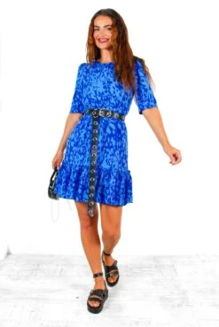 Shes Perfect - Cobalt Leopard Print Mini Dress -Fashion Clothing Store She sPerfect CobaltLeopardPrintMiniDress 3