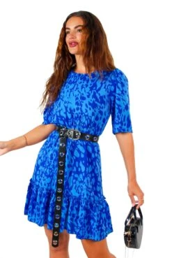 Shes Perfect - Cobalt Leopard Print Mini Dress -Fashion Clothing Store She sPerfect CobaltLeopardPrintMiniDress 6