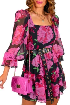 She's So Sweet - Black Pink Floral Mini Dress -Fashion Clothing Store She sSoSweet BlackPinkFloralMiniDress