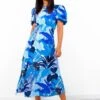 Shes So Vain - Blue Tropical Midi Dress