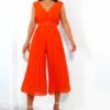 Shes A Classic - Orange Pleated Jumpsuit