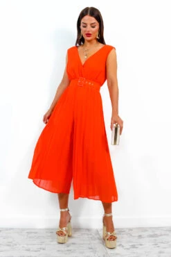 Shes A Classic - Orange Pleated Jumpsuit -Fashion Clothing Store ShesAClassic OrangePleatedJumpsuit 7