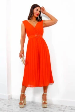 Shes A Classic - Orange Pleated Jumpsuit -Fashion Clothing Store ShesAClassic OrangePleatedJumpsuit 9