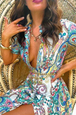 Shirty, Flirty, And Thriving - Multi Printed Maxi Shirt Dress