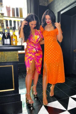 Simple And Elegant - Magenta Angel Sleeve Midi Dress -Fashion Clothing Store Simple And Elegant Magenta Angel Sleeve Midi Dress