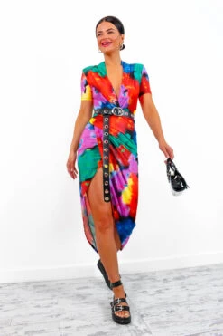 Simple And Elegant - Multi Printed Midi Dress -Fashion Clothing Store SimpleAndElegant MultiPrintedMidiDress 4