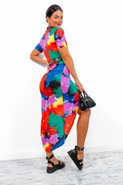 Simple And Elegant - Multi Printed Midi Dress -Fashion Clothing Store SimpleAndElegant MultiPrintedMidiDress 5