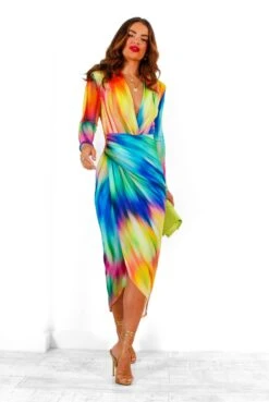 Simple And Elegant - Yellow Multi Bodycon Midi Dress -Fashion Clothing Store SimpleAndElegant YellowMultiBodyconMidiDress 3