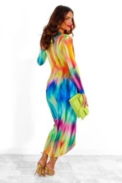 Simple And Elegant - Yellow Multi Bodycon Midi Dress -Fashion Clothing Store SimpleAndElegant YellowMultiBodyconMidiDress 5