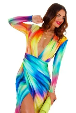 Simple And Elegant - Yellow Multi Bodycon Midi Dress -Fashion Clothing Store SimpleAndElegant YellowMultiBodyconMidiDress 7