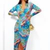 Simple And Elegant - Ocean Blue Multi Leopard Midi Dress