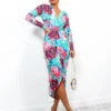Simple And Elegant - Turquoise Multi Floral Midi Dress