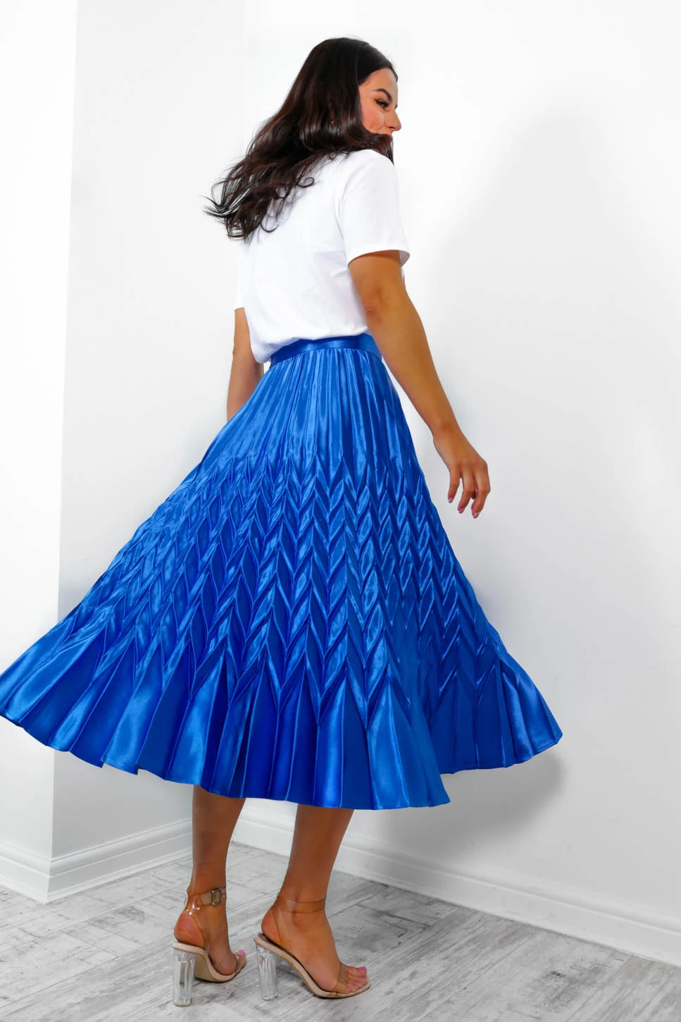So Marilyn - Cobalt Chevron Pleated Midi Skirt 6 So Marilyn - Cobalt Chevron Pleated Midi Skirt - Image 6