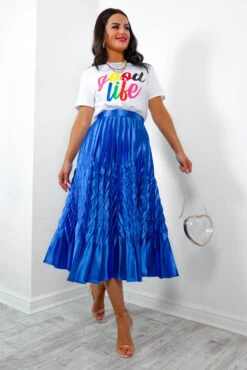 So Marilyn - Cobalt Chevron Pleated Midi Skirt 8 So Marilyn - Cobalt Chevron Pleated Midi Skirt -Fashion Clothing Store SoMarilyn CobaltChevronPleatedMidiSkirt2