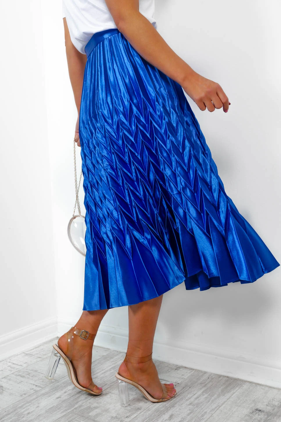 So Marilyn - Cobalt Chevron Pleated Midi Skirt 4 So Marilyn - Cobalt Chevron Pleated Midi Skirt - Image 4