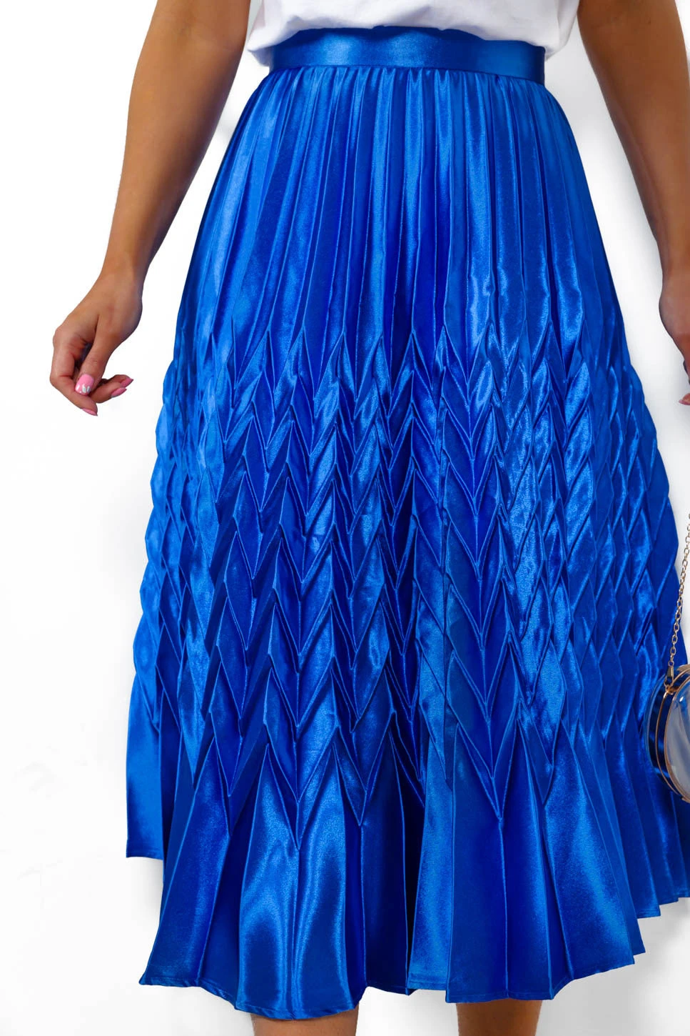 So Marilyn - Cobalt Chevron Pleated Midi Skirt 2 So Marilyn - Cobalt Chevron Pleated Midi Skirt - Image 2