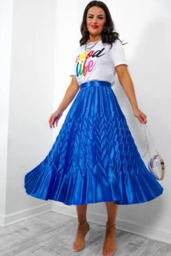 So Marilyn - Cobalt Chevron Pleated Midi Skirt 10 So Marilyn - Cobalt Chevron Pleated Midi Skirt -Fashion Clothing Store SoMarilyn CobaltChevronPleatedMidiSkirt5