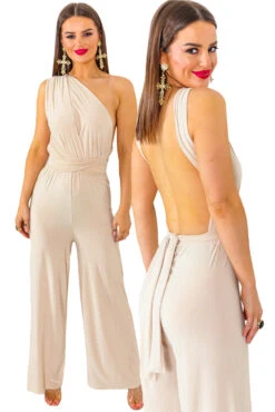 So Sophisticated - Beige Multi-Tie Jumpsuit 20 So Sophisticated - Beige Multi-Tie Jumpsuit -Fashion Clothing Store SoSophisticated BeigeMulti TieJumpsuit2