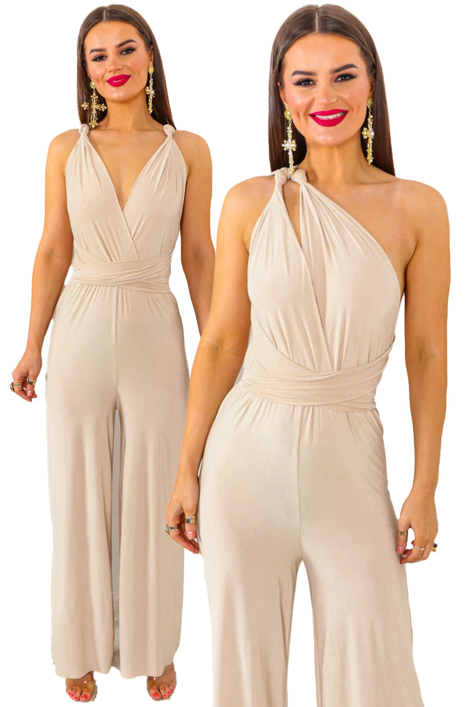 So Sophisticated - Beige Multi-Tie Jumpsuit 4 So Sophisticated - Beige Multi-Tie Jumpsuit - Image 4