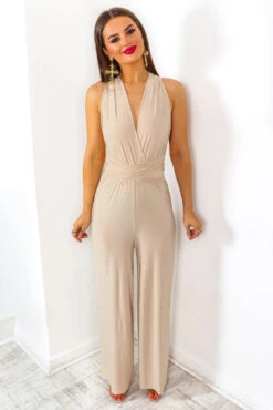 So Sophisticated - Beige Multi-Tie Jumpsuit 28 So Sophisticated - Beige Multi-Tie Jumpsuit -Fashion Clothing Store SoSophisticated BeigeMulti TieJumpsuit 2