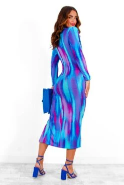 Something Special - Blue Purple Abstract Plunge Midi Dress 13 Something Special - Blue Purple Abstract Plunge Midi Dress -Fashion Clothing Store SomethingSpecial BluePurpleAbstractPlungeMidiDress 4