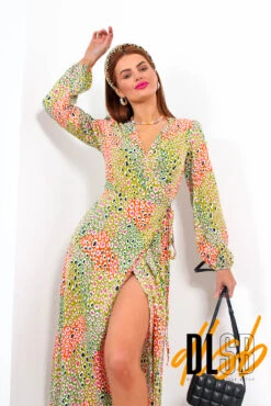 Soul Of Sunshine - Lime Multi Printed Midi Wrap Dress 8 Soul Of Sunshine - Lime Multi Printed Midi Wrap Dress -Fashion Clothing Store SoulOfSunshine LimeMultiPrintedMidiDress3