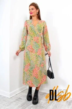 Soul Of Sunshine - Lime Multi Printed Midi Wrap Dress 9 Soul Of Sunshine - Lime Multi Printed Midi Wrap Dress -Fashion Clothing Store SoulOfSunshine LimeMultiPrintedMidiDress4