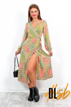 Soul Of Sunshine - Lime Multi Printed Midi Wrap Dress