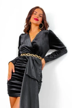 Spellbound - Black Velvet Mini Dress -Fashion Clothing Store Spellbound BlackVelvetMiniDress 1