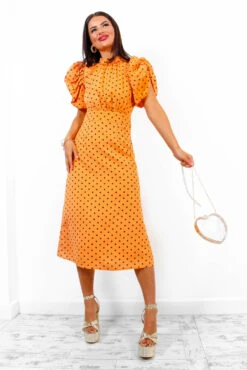 Spots Wrong? - Orange Polka Dot Midi Dress -Fashion Clothing Store SpotsWrong OrangePolkaDotMidiDress 5