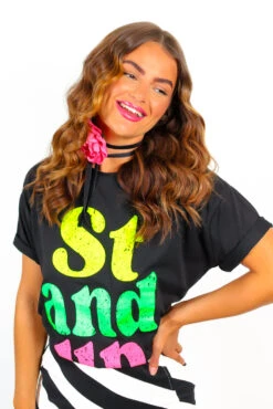 Standin' Up - Black Neon Graphic T-Shirt -Fashion Clothing Store Standin Up BlackNeonGraphicT Shirt