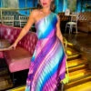 Stay Classy - Multi Pastel Ombre One Shoulder Midi Dress