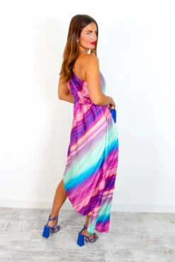 Stay Classy - Multi Pastel Ombre One Shoulder Midi Dress -Fashion Clothing Store StayClassy MultiPastelOmbreOneShoulderMidiDress 3
